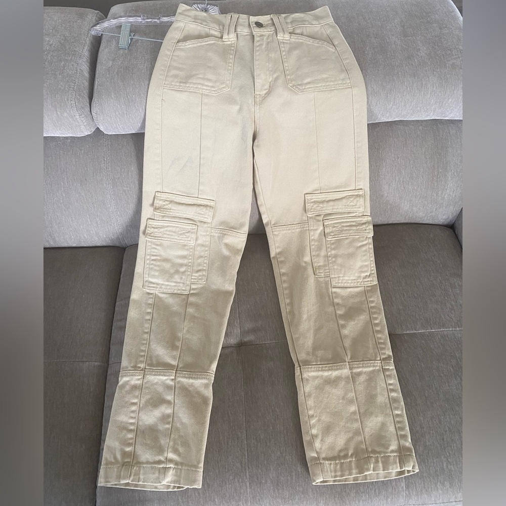 Princess Polly Lioness Cream Cargo Pants